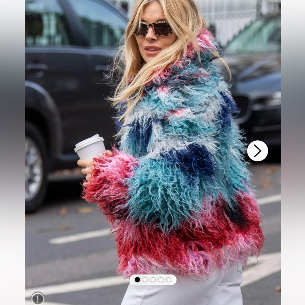 Desigual Faux Fur Shaggy Gradient Coat - Picture 5 of 6